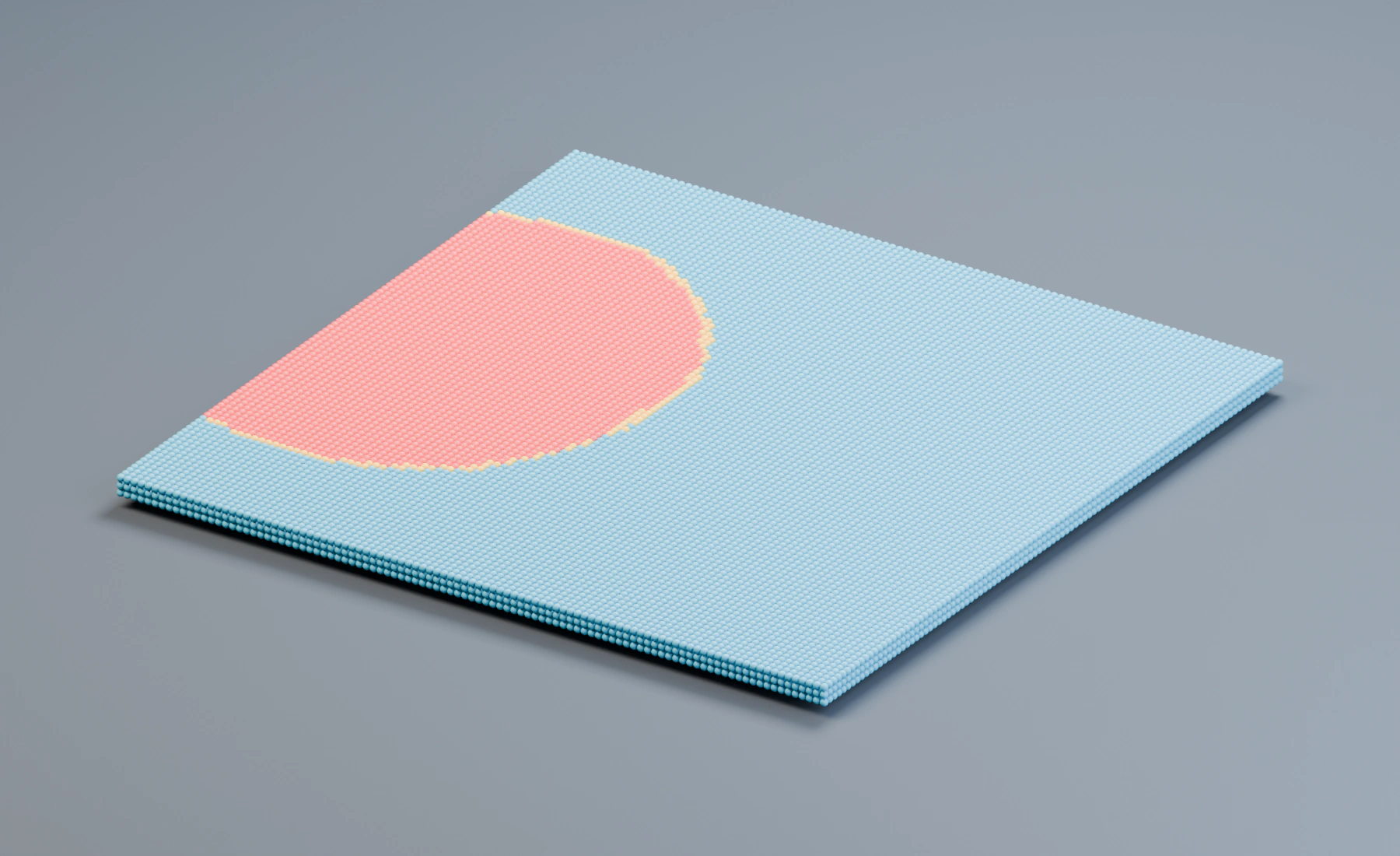 An infection front spreading through a stationary particle field